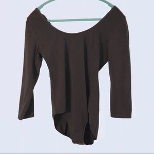 Aerie Body Suit Criss Cross Back Low Scoop Grey